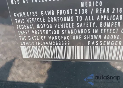 2016 Volkswagen Jetta 1.4T Se from USA, damaged, VIN 3VWD67AJ9GM258599